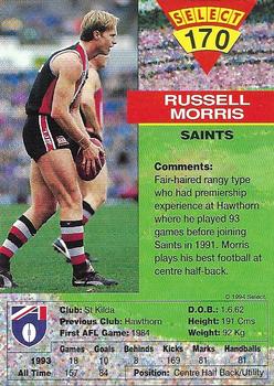 1994 Select AFL #170 Russell Morris Back